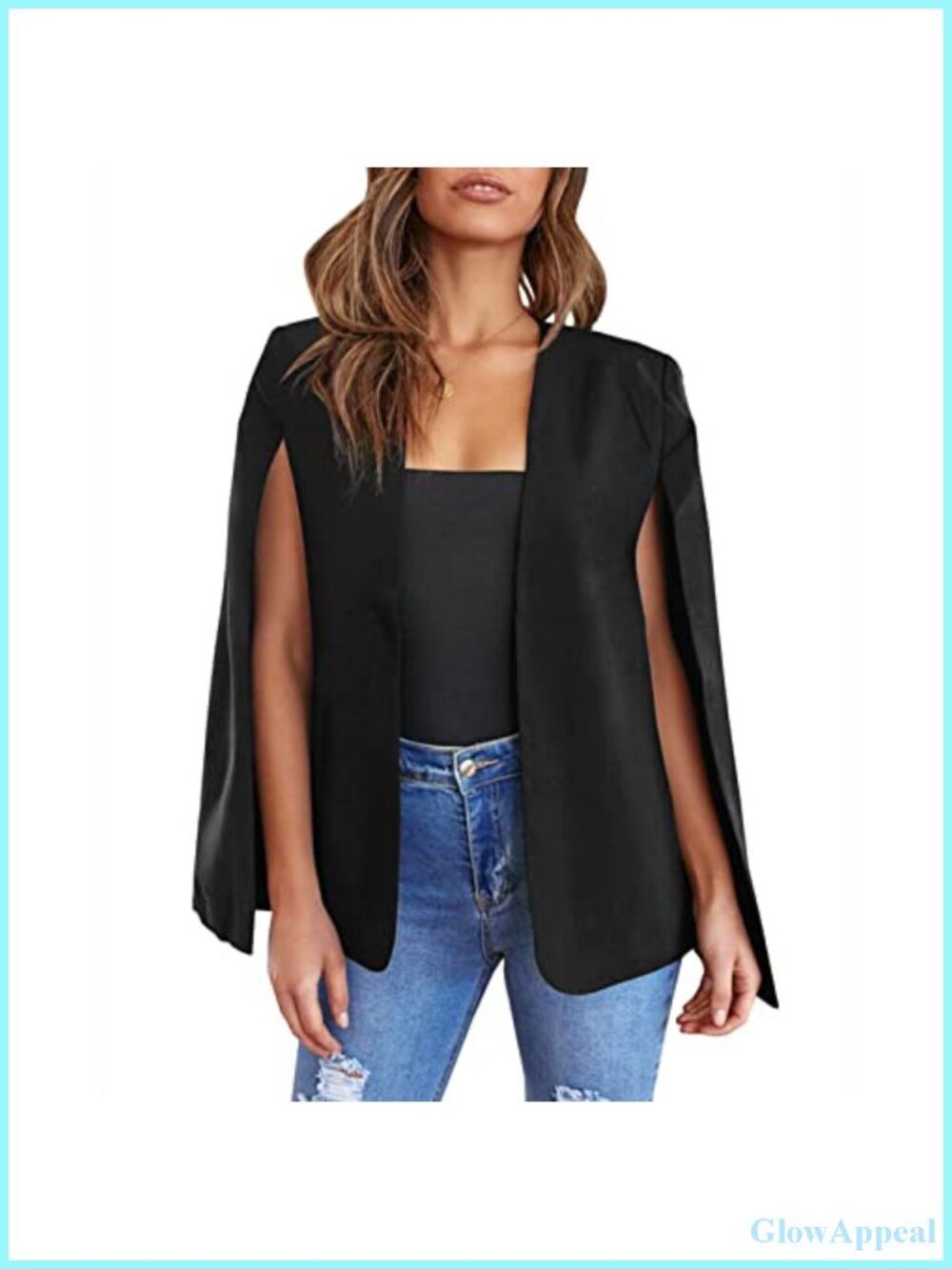 Womens Cape Blazer Split Sleeve Open Front Casual Jacket Coat Workwear